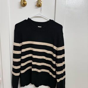 Target Black and Cream Striped Women's Sweater